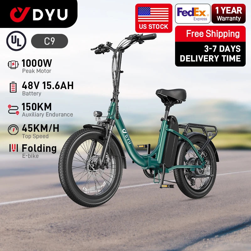 E-Bicycle Peak 1000W Motor 48V15.6AH Lithium Battery Hdraulic Brake 20*3.0 Inch Fat Tire