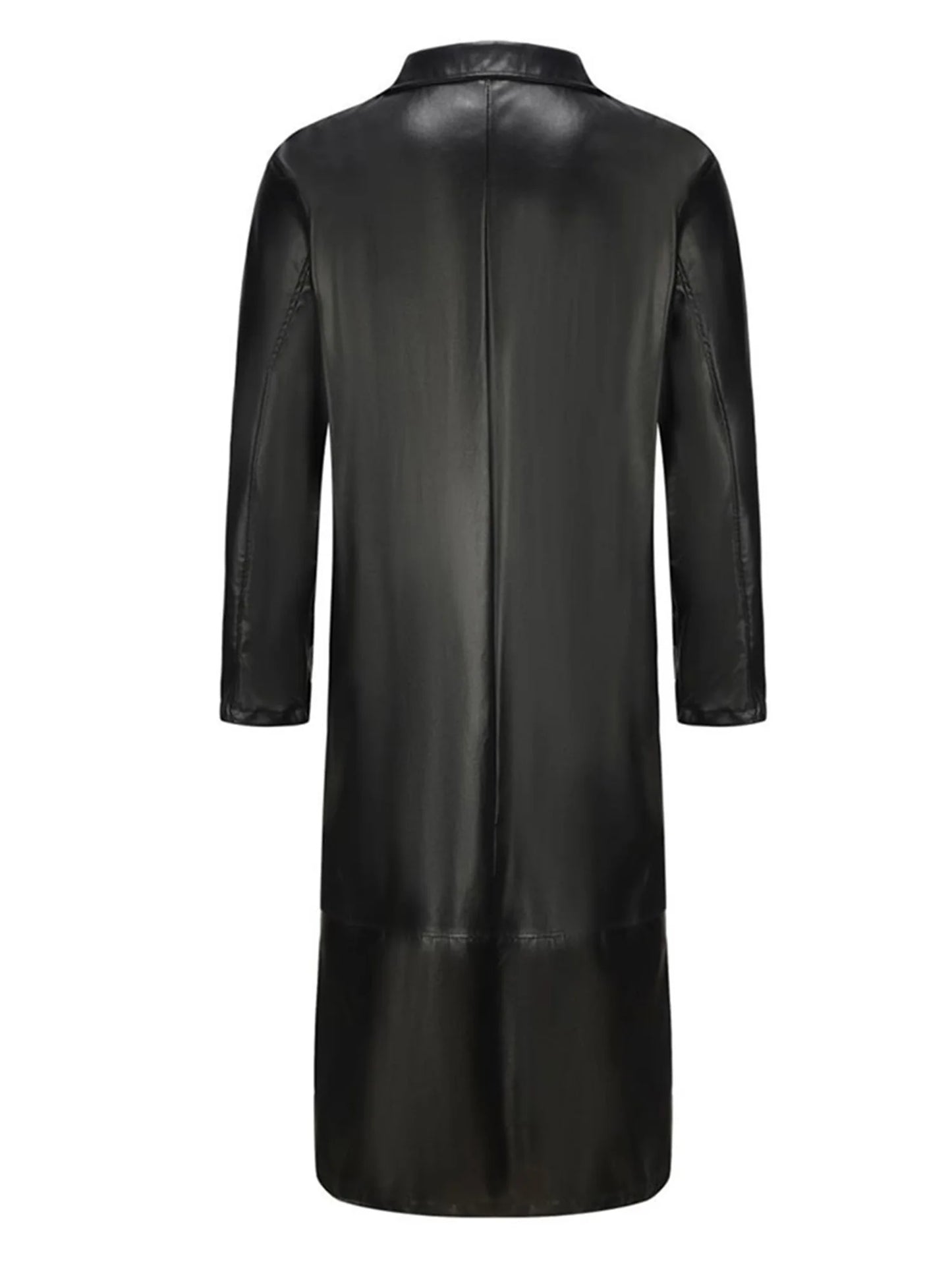 Men s Faux Leather Jacket Classic Lapel Collar Long Sleeve Button Closure Windproof Fall Winter