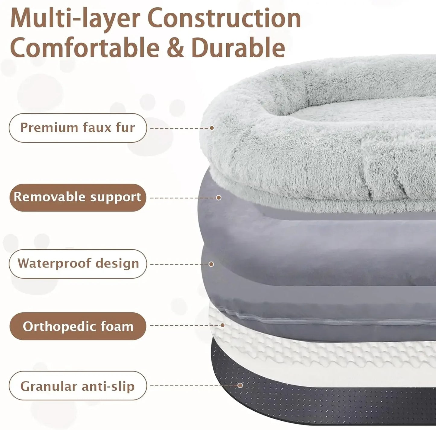 Human Dog Bed,71''x45''x12''Size, Adult and Pet Washable 10 CM Thick Memory Foam Large Oversize