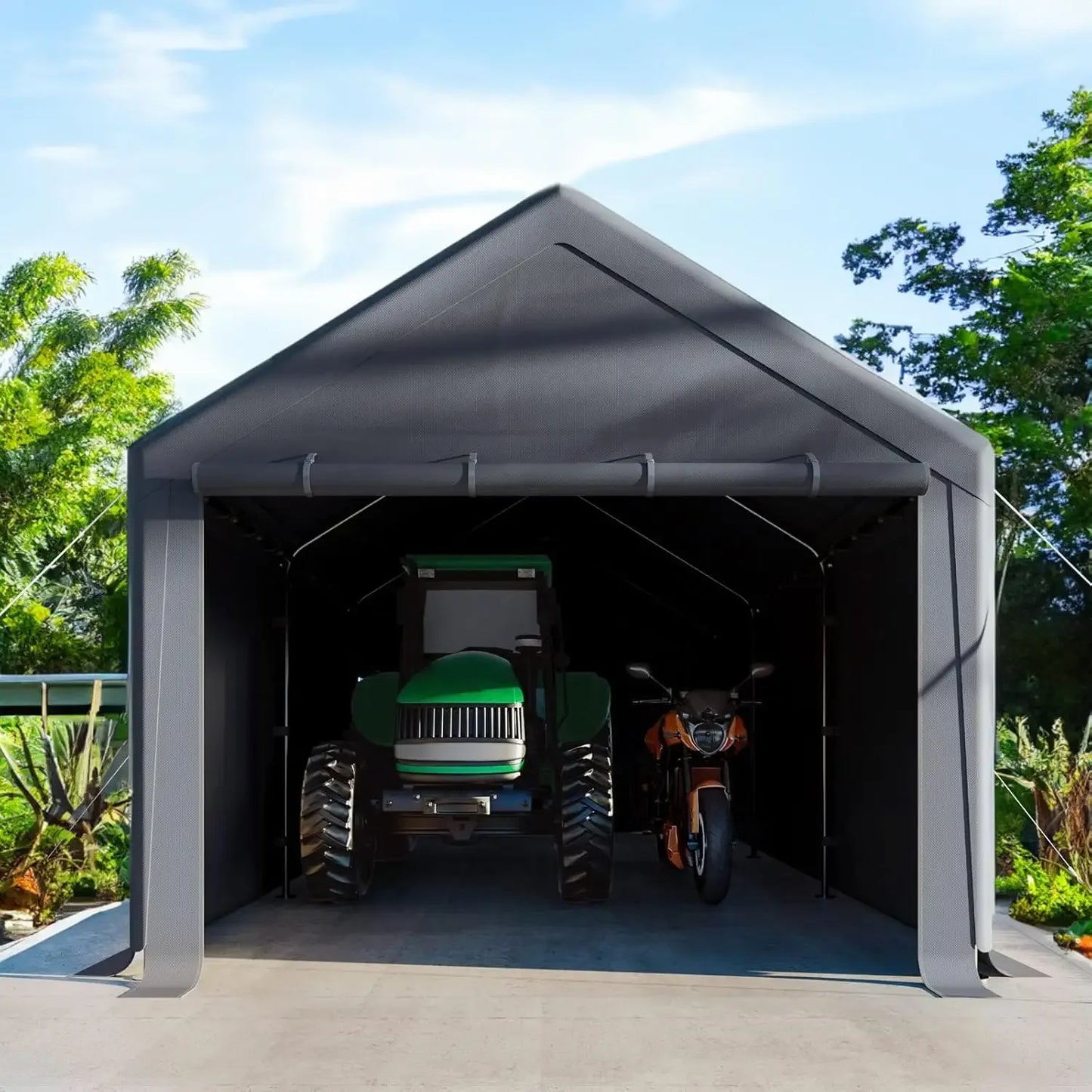 Carport 10x20 Ft Heavy Duty Steel Canopy Storage Shed,Portable Garage, All-Season Carport (Grey)