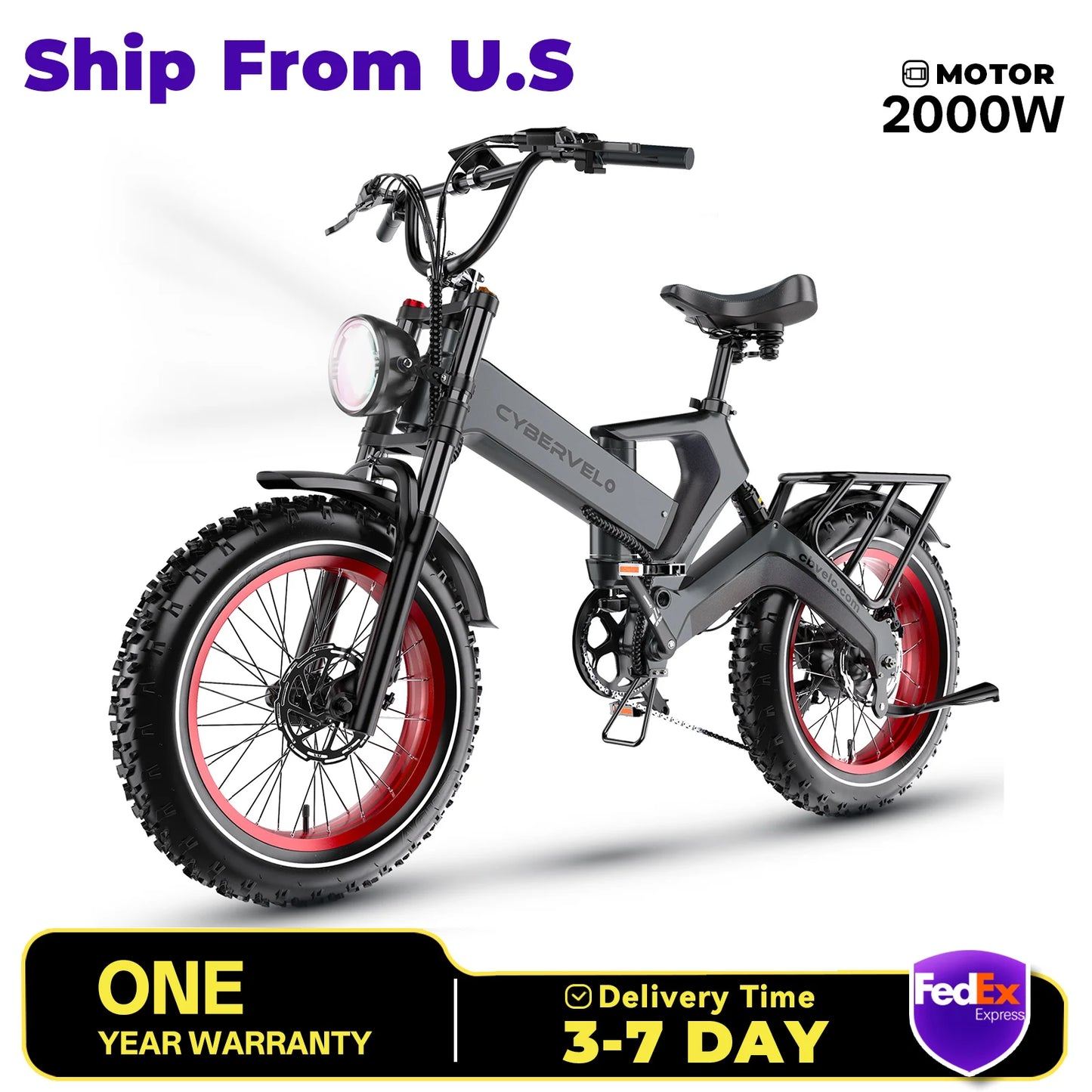 EK6 Peak 2000W Folding E-Bike, Adults, 35MPH 100Miles, 48V 25Ah Removable Battery,20"x4.0 Fat Tire