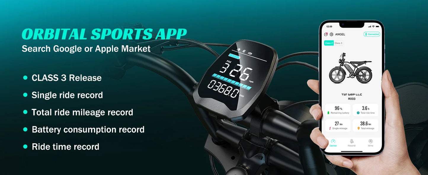 TST R002S 1500W e-bike, 20" fat tires, 60-100mile range, 28MPH, 48V 15Ah battery, for all terrains.