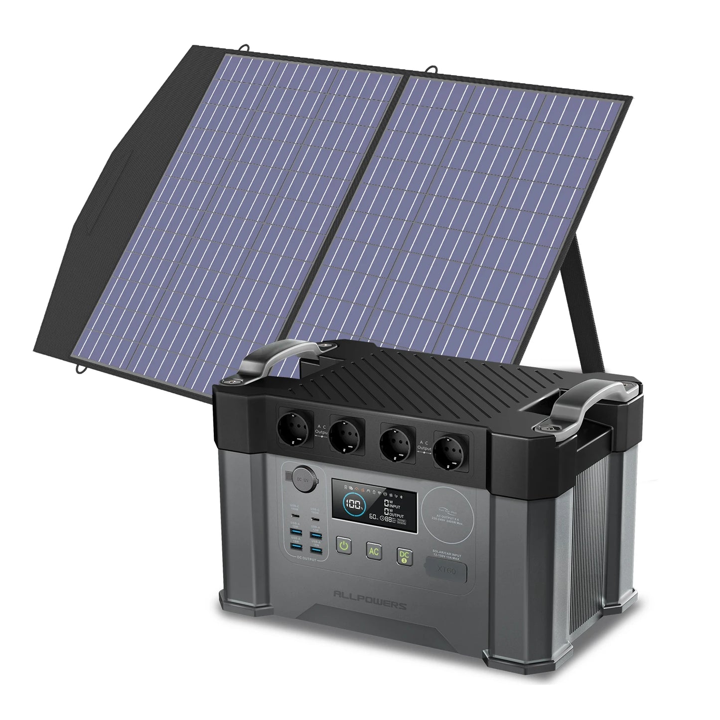 S2000 Pro Outdoor Generator 2400W MPPT Power Station,4X100W  Folable Solar Panels,RV Camping, Home