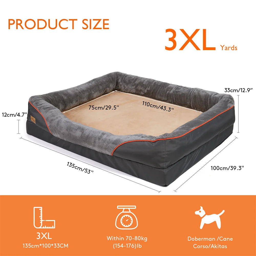 Jumbo Large Orthopedic Dog Bed Memory Foam,Waterproof Elevated Cushion Warm Puppy,Removable Cover