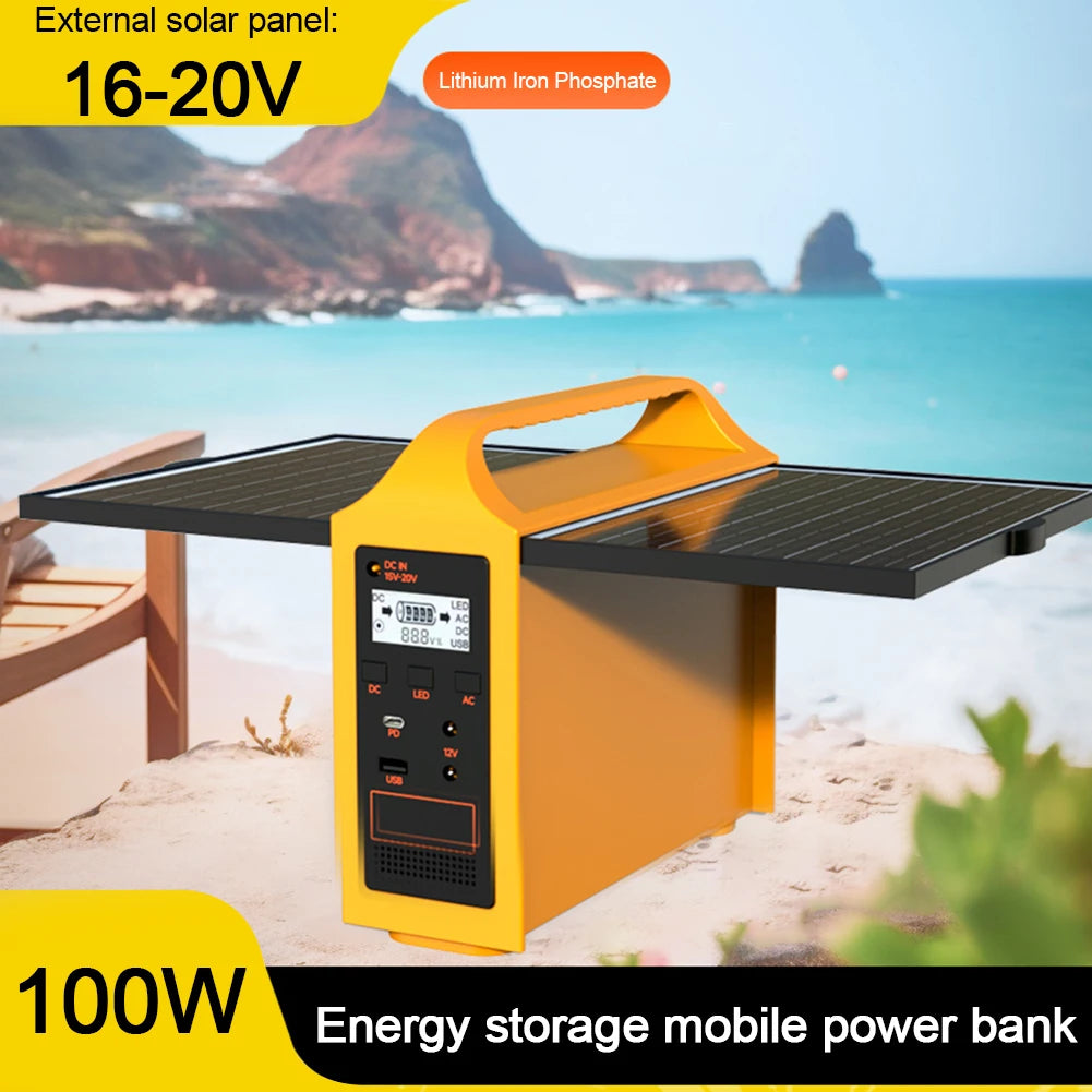 Portable Solar Power Station 24000mAh 20W Outdoor RV USB Charger LED Light for Camping Travel