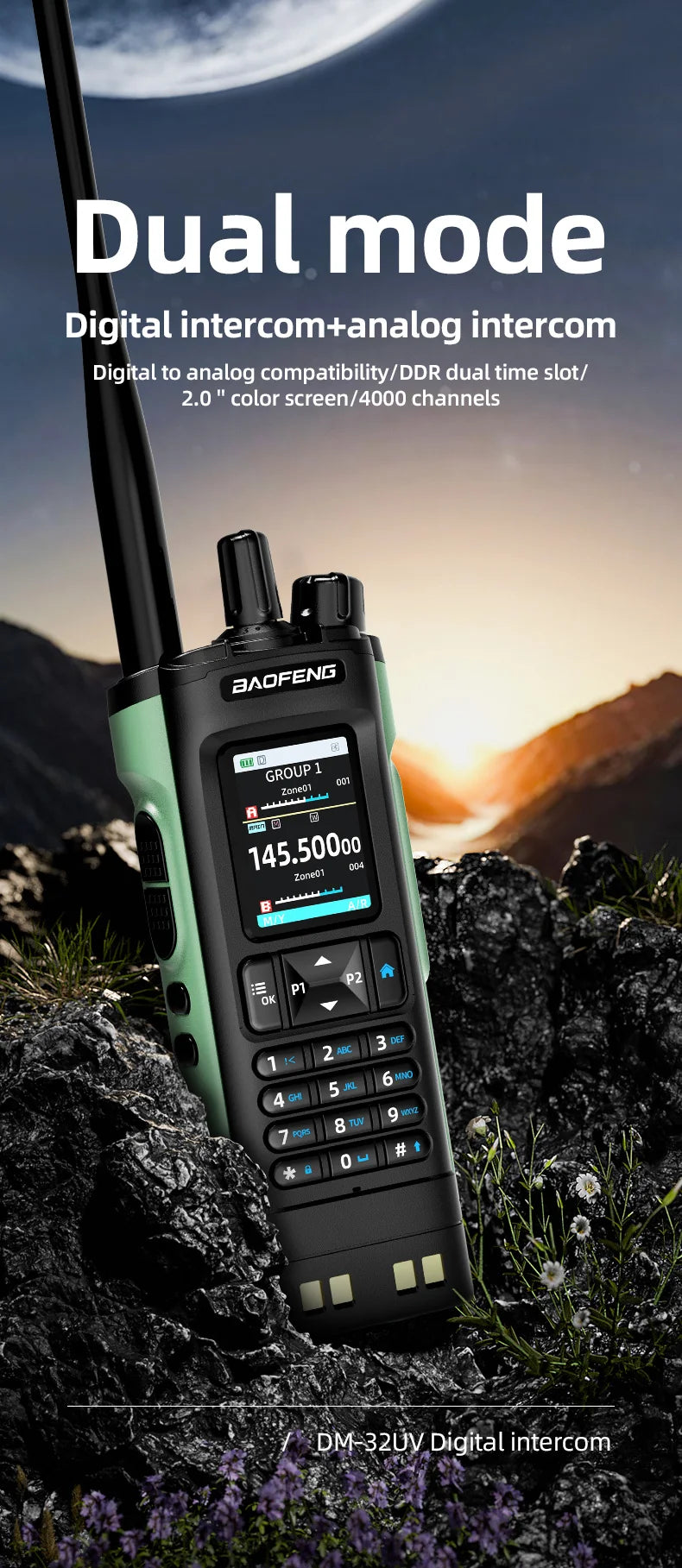 New Walkie Talkie DMR GPS 10W Program Multi Band Wireless Copy Frequency Type-C DM-32UV Ham 2 Way