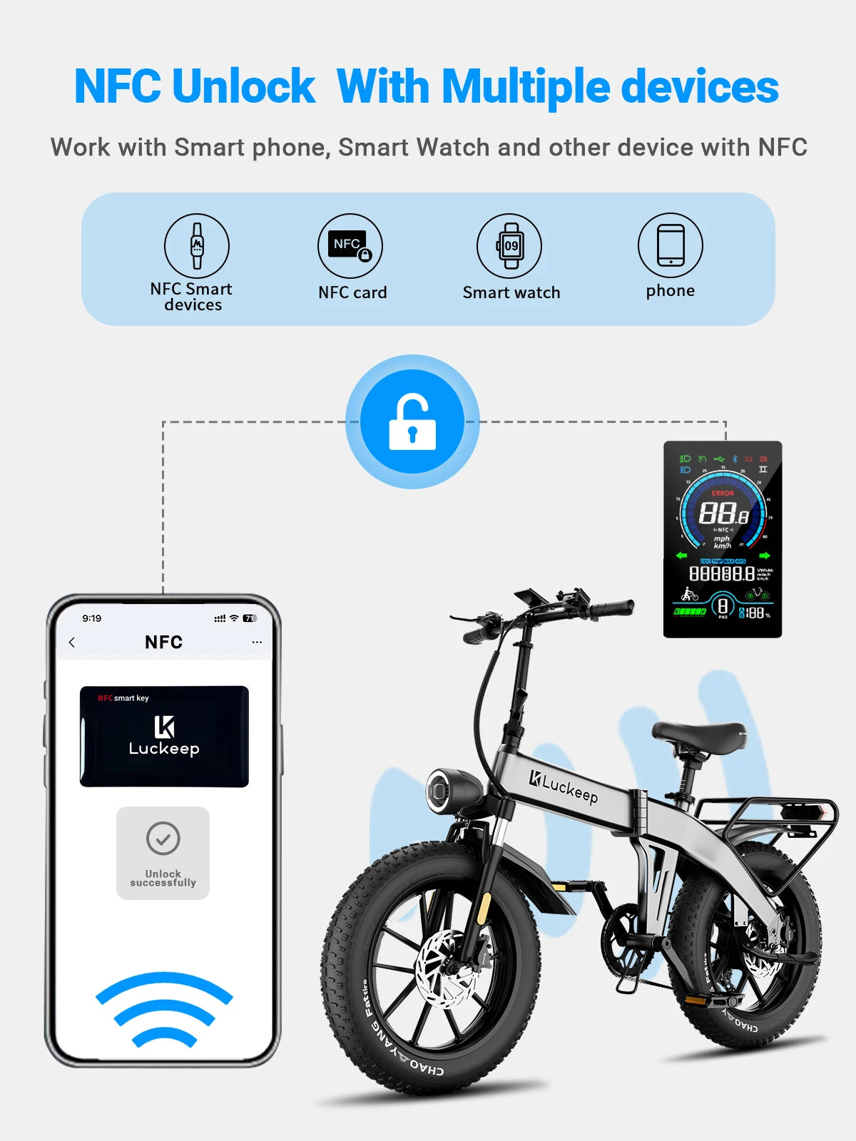 X1 Folding Electric Bike Adults 1500W Peak Motor,30 60 Miles,720WH Battery 20" x 4.0" Fat Tire Fold
