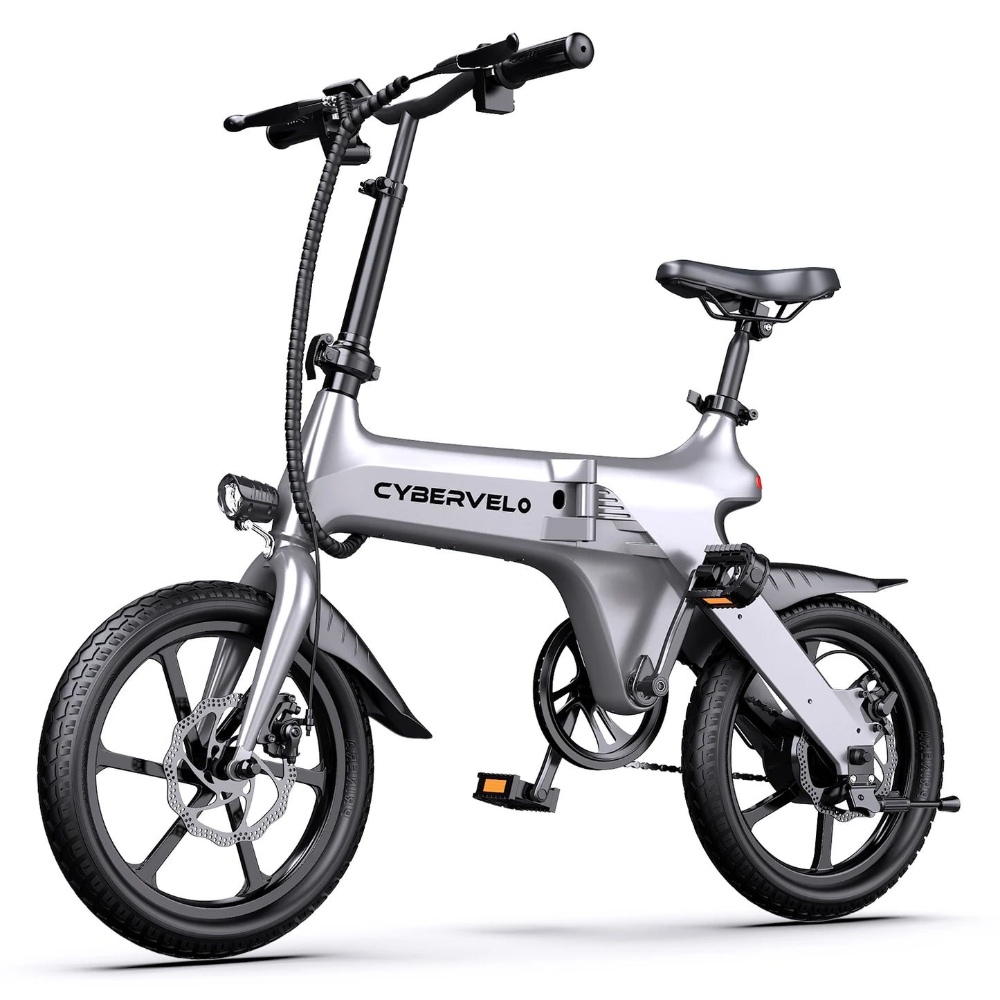 Cybervelo 500W Peak Motor, Foldable E-Bike,City 20MPH Ultra light weight Long Range Commuter