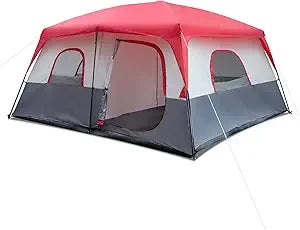 8/10 Person Camping Tent, Large 2 Room, Weatherproof Instant Cabin, Rainfly & Carry Bag for Backpack