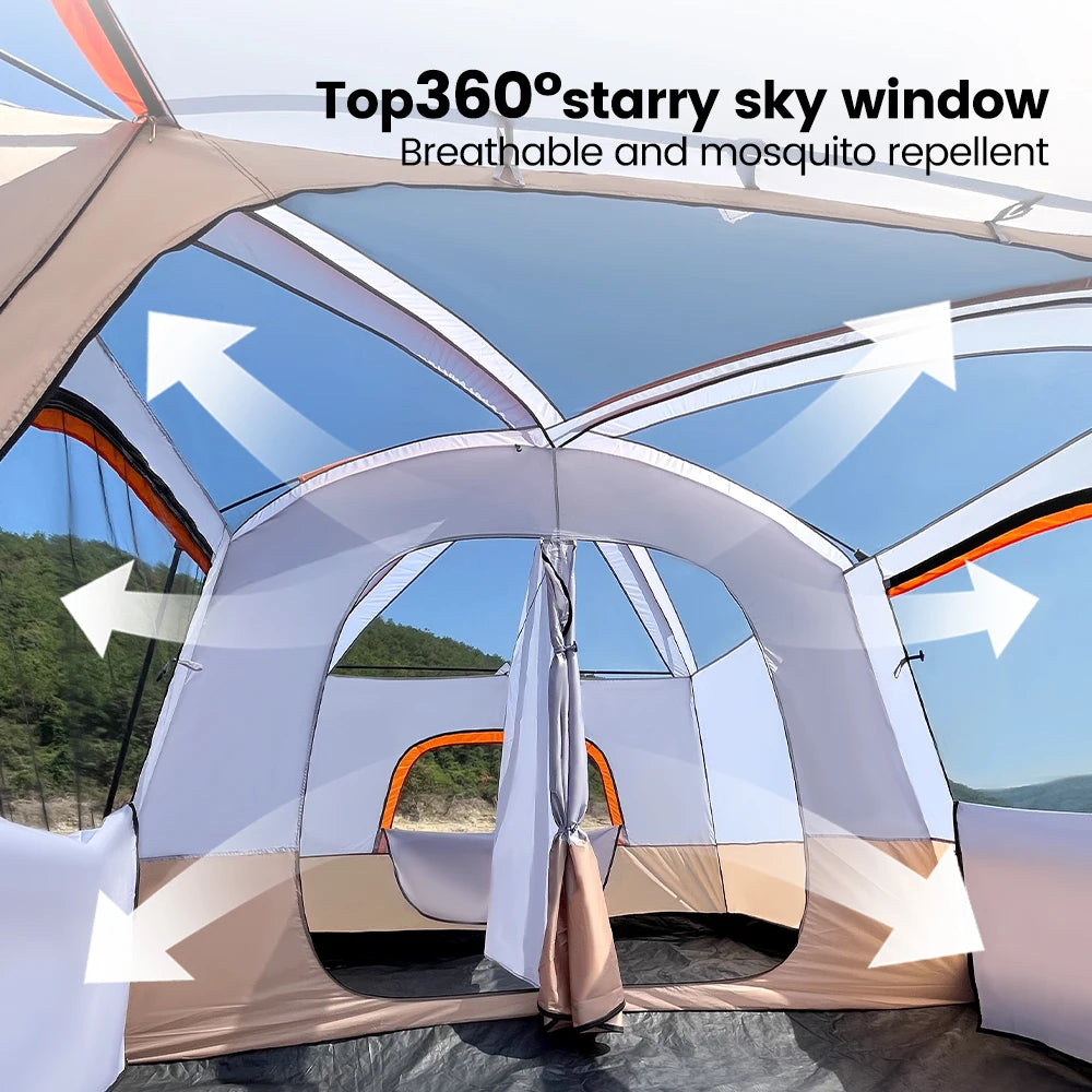 Large Family Tent 8-12 Person 2 Room Windproof, Sun Protection bug Net, Instant ,4 Season