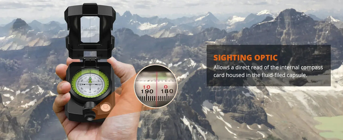 Proster Hiking Compass - Aluminium, Waterproof, Clinometer, Fluorescent Scale, Carry Bag (128 chars)