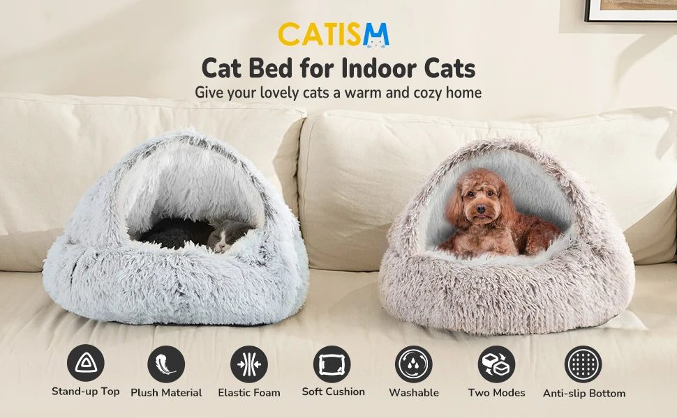 25'' Pet Cat /Dog Bed Nest Soft Comfortable Semi-enclosed Cat NestPet house