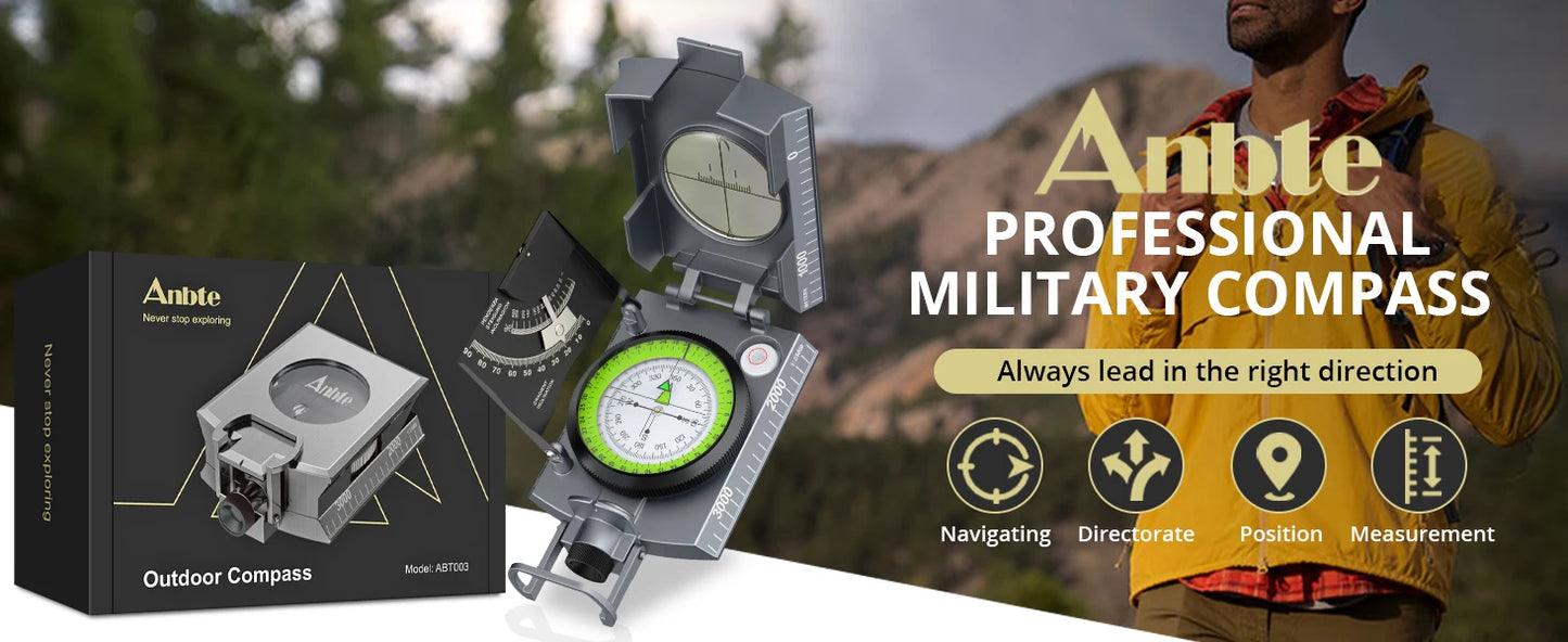 Compass Hiking,Waterproof Metal Compass,Clinometer,Lightweight,fCamping,Hunting,Hiking Navigation.