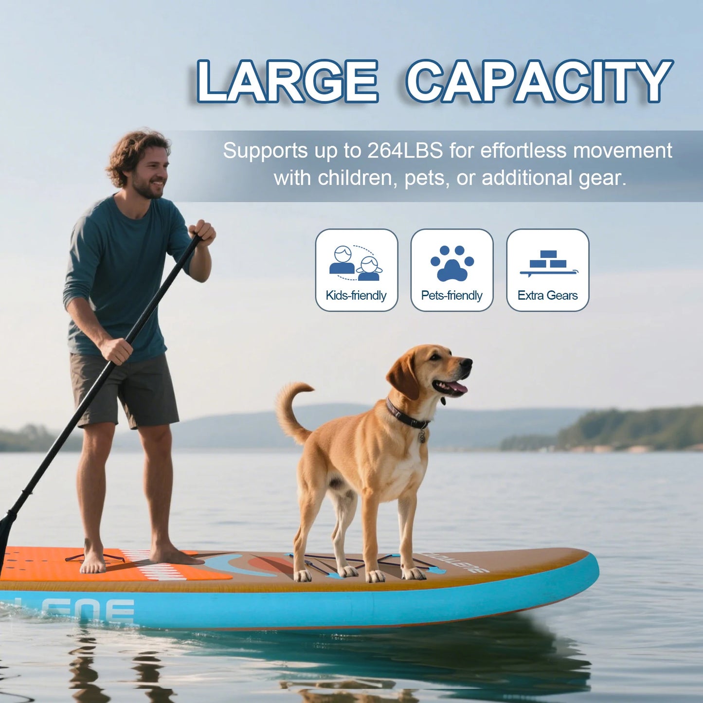 10' Inflatable Stand Up Paddle Board, Premium SUP Accessories, Non-Slip Comfort Deck,Youth & Adult