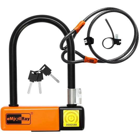 Heavy Duty ‌U Lock‌, ‌E-Scooter, Bike, Folding Bike‌ -‌10mm x 4ft Cable Lock‌,Keyed Lock & Keychain‌
