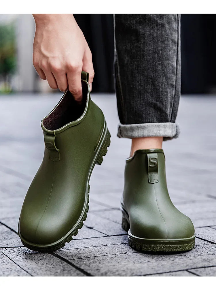 Thickened Style Outdoor Waterproof Non-Slip Portable Rain Boots Short Tube Ladies/MAN Rain Shoes