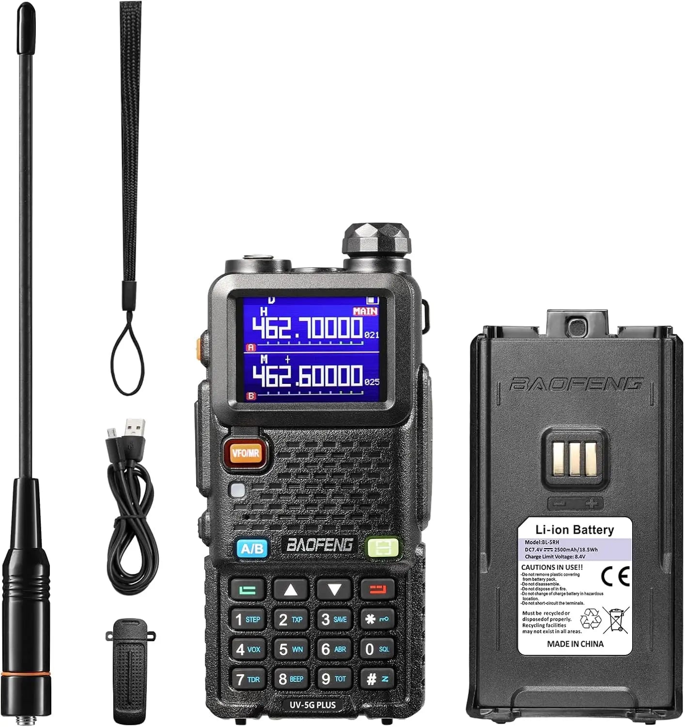 [Chirp Compatible]UV-5G Plus GMRS,Two Way Radio for Adult, 2500mAh Battery, 1 Pack999 Channels
