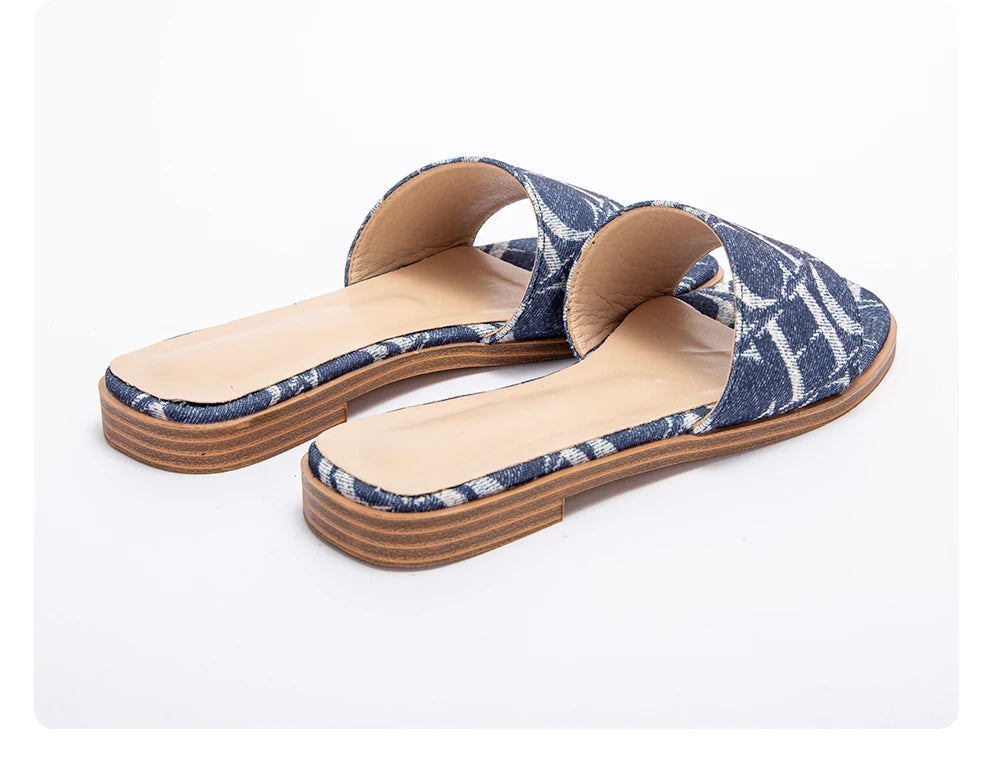 Classic Simple Design Comfortable Anti-slip Sole Printed Slippers Seasonal Fashion Women's Sandals
