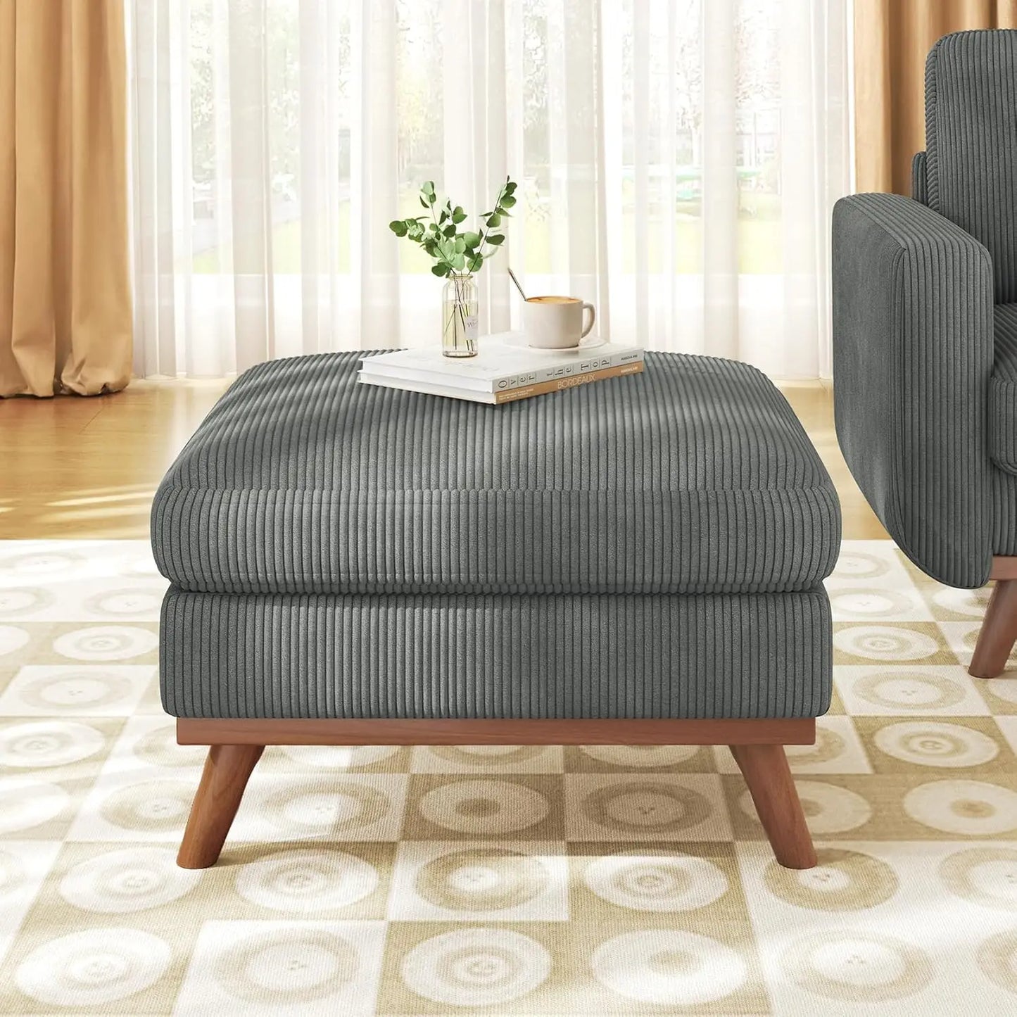 INDOOR 97" L-Shape Modular Sectional Sofa 3-Seat Corduroy Movable Otto green,black, Customized
