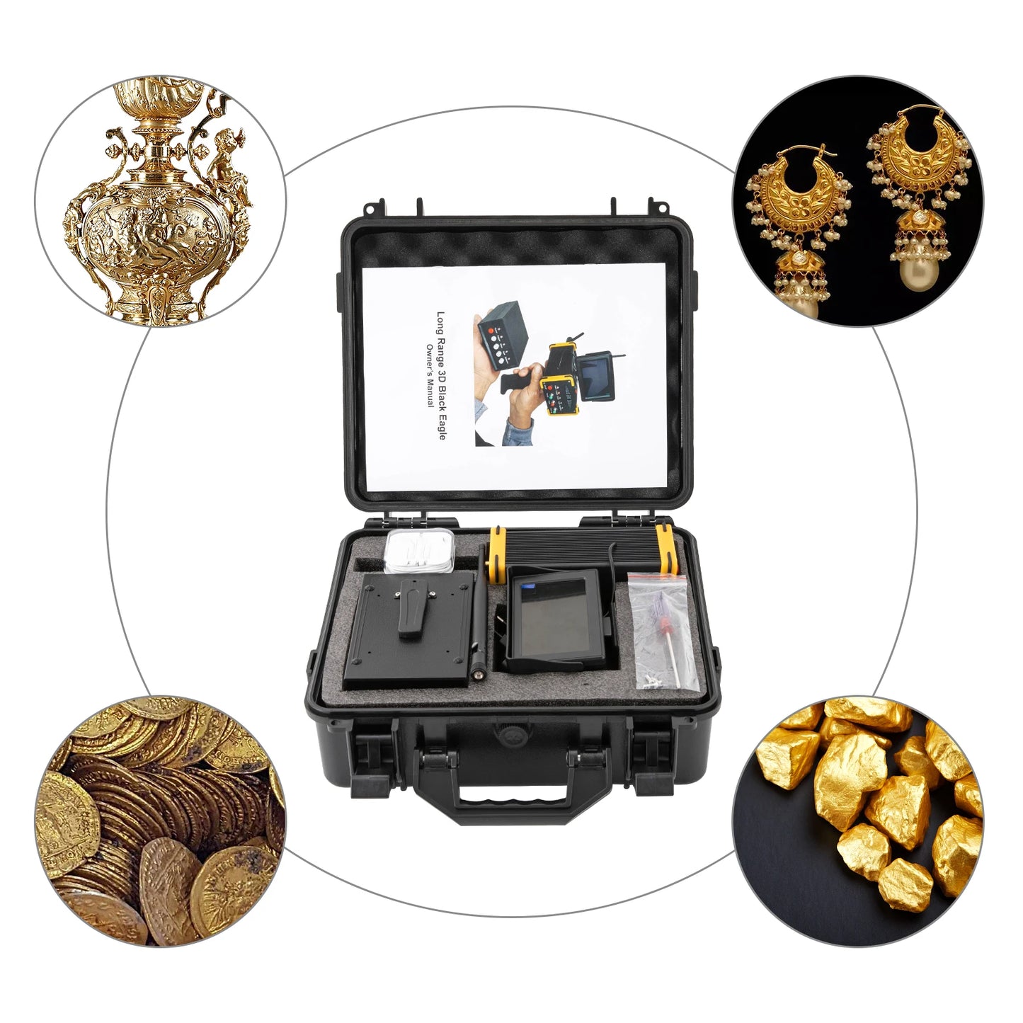 Professional Metal Detector,Gold & Silver, scanner,LCD Display & Auto Rotate, Deep Search Up To 52ft