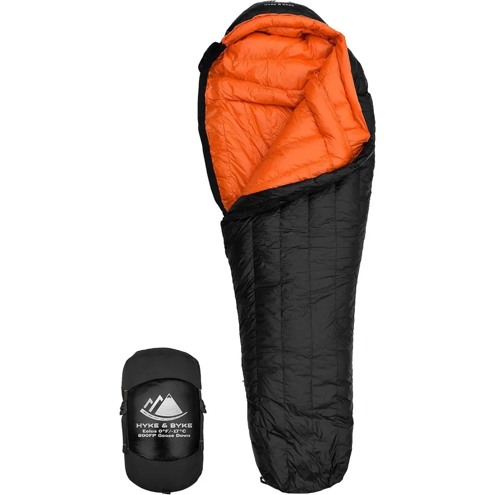 0°F Cold Weather Mummy Hiking & Backpacking Sleeping Bag - Goose Down 800 FP 4 Season