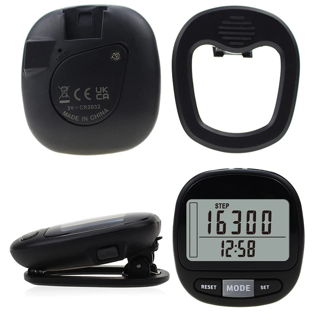 3D Pedometer Walking Step Counter Large LCD Display Accurate Steps Tracker Battery Op.Adults Seniors