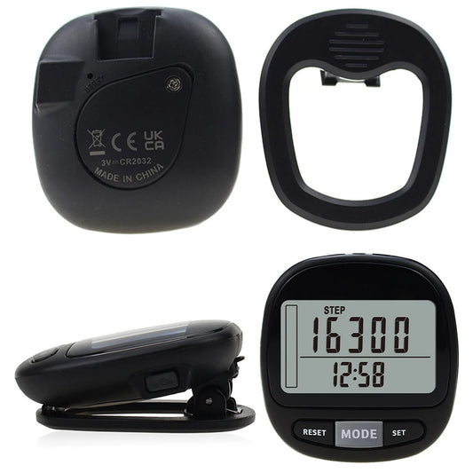 3D Pedometer Walking Step Counter Large LCD Display Accurate Steps Tracker Battery Op.Adults Seniors