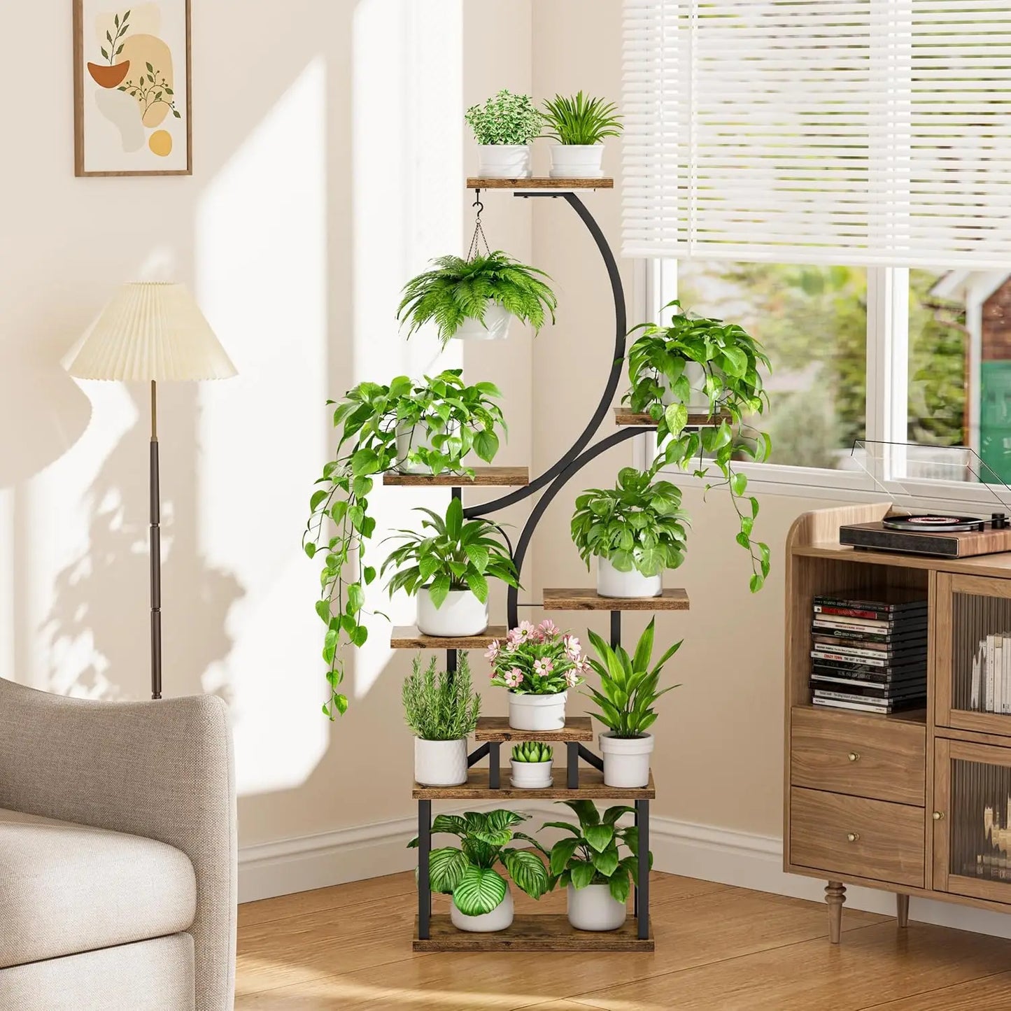 Indoor Plant Stand Grow Lights 62 Inch Tall, 8 Tier Lighted Corner Shelf  Plants,flowers