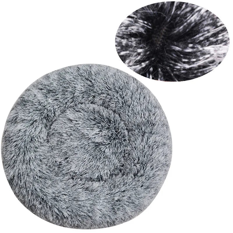 Round Dog/ Cat Bed Plush Basket Washable Pet Bed for Small Medium pet
