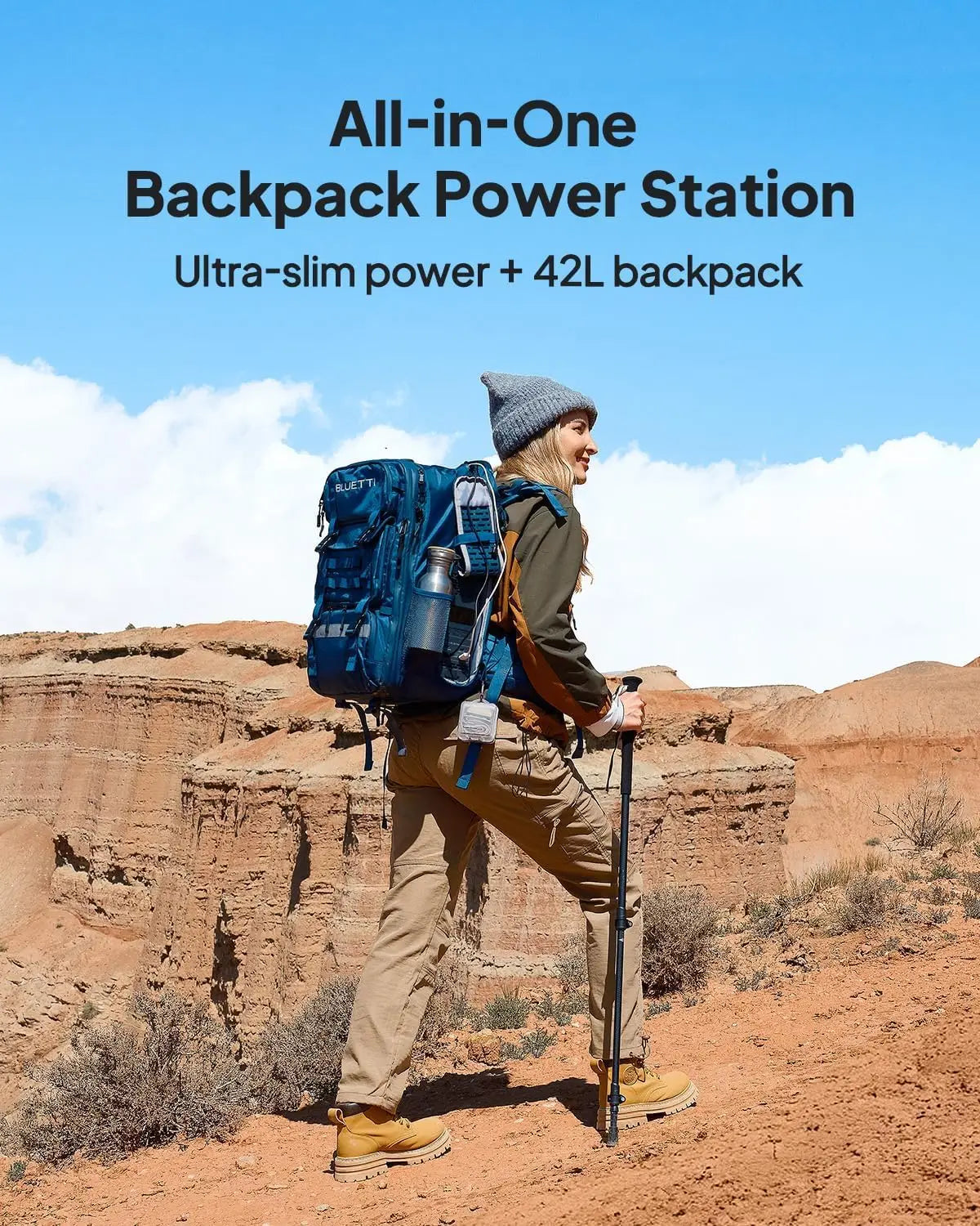 [US Stock] BLUETTI Handsfree 1 Solar Backpack Power Station, 268.8Wh 300W LiFePO4 Solar Generator