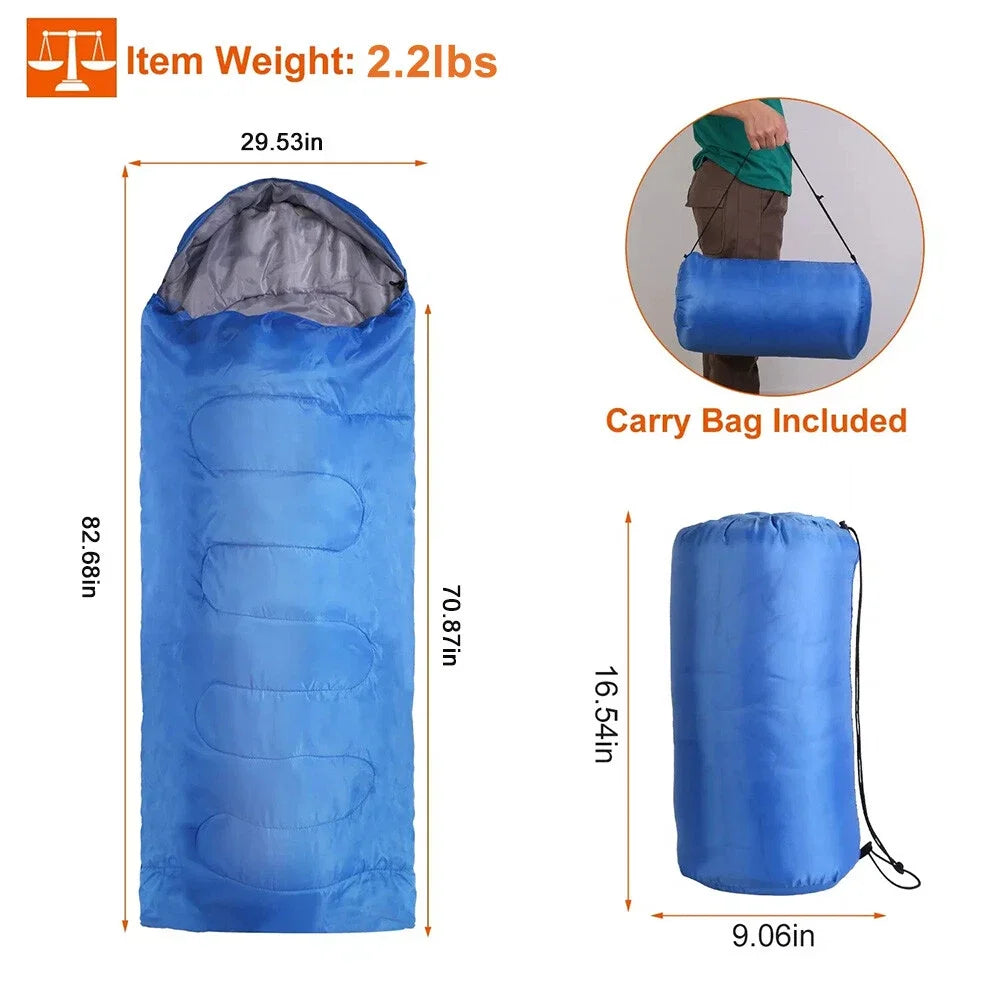 4Season Outdoor Camping Emergency Sleeping Bag WaterproofHooded Sleeping Bag Travel Gear Rest Cover
