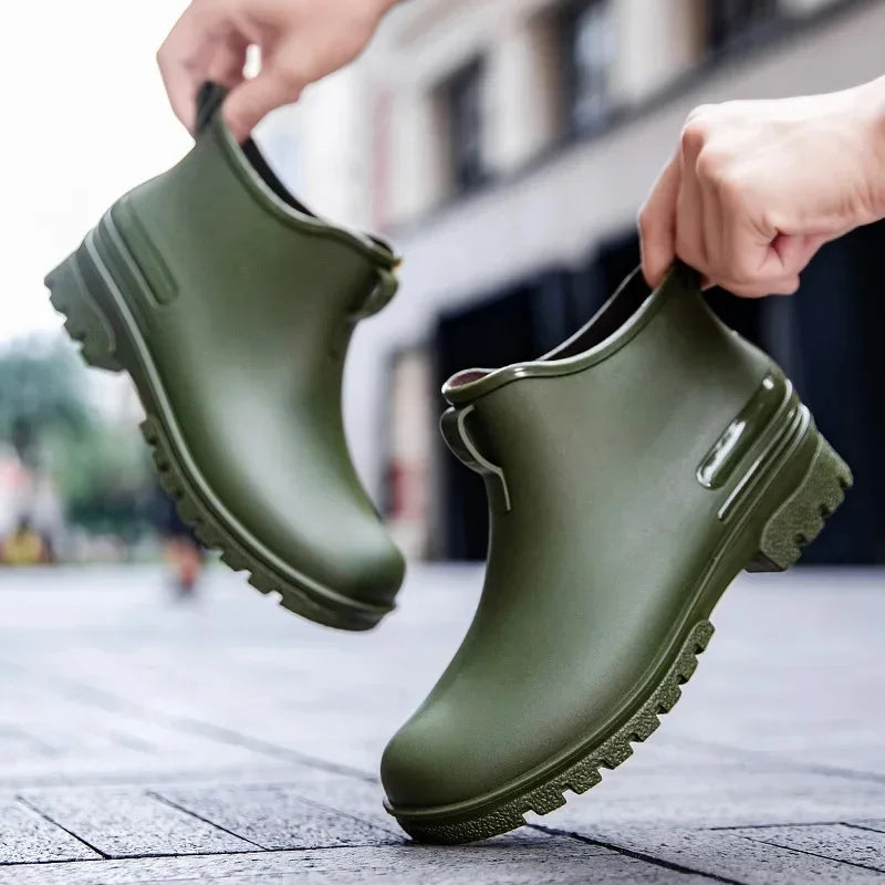 Thickened Style Outdoor Waterproof Non-Slip Portable Rain Boots Short Tube Ladies/MAN Rain Shoes