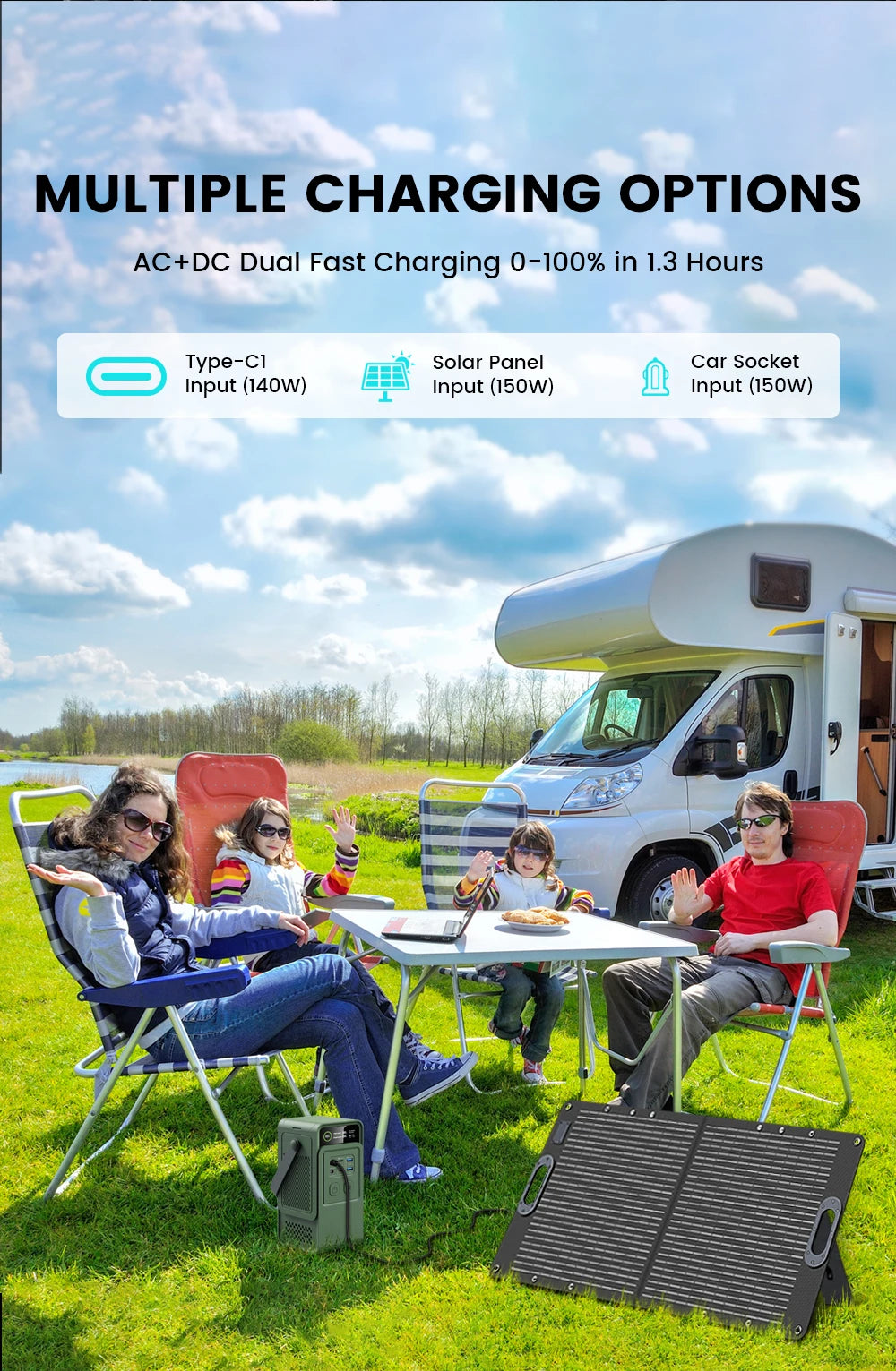 AP200L Power Bank 192Wh 60000mAh Capacity ,100w Solar Panel Generator for Camping Equipment