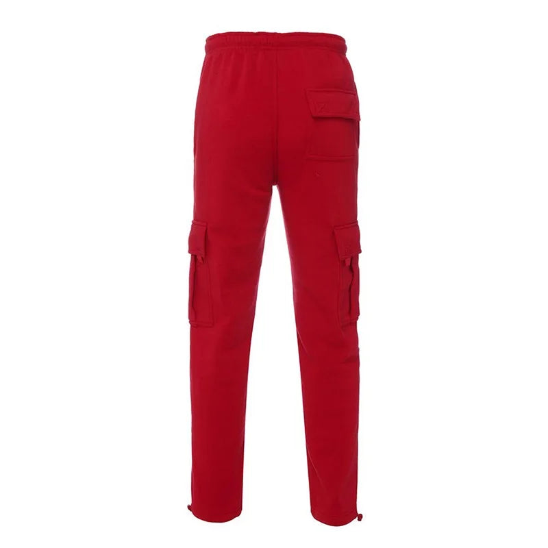 Men’s Loose Cargo Pants Casual Drawstring Elastic Waist Wide Leg Athletic Trousers