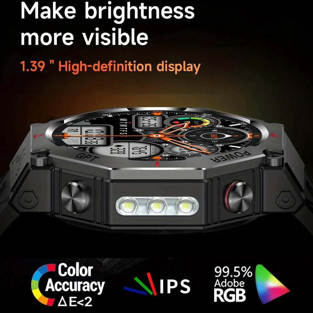 GPS Smart Watch Men Built-in GPS Bluetooth Call AI GPT Fitness Tracker Waterproof Military Sports