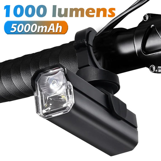 5000mAh Bicycle Lighting IPX6 Flashlight Aluminum Headlight Type-C Charging MTB Bicycle Accessories