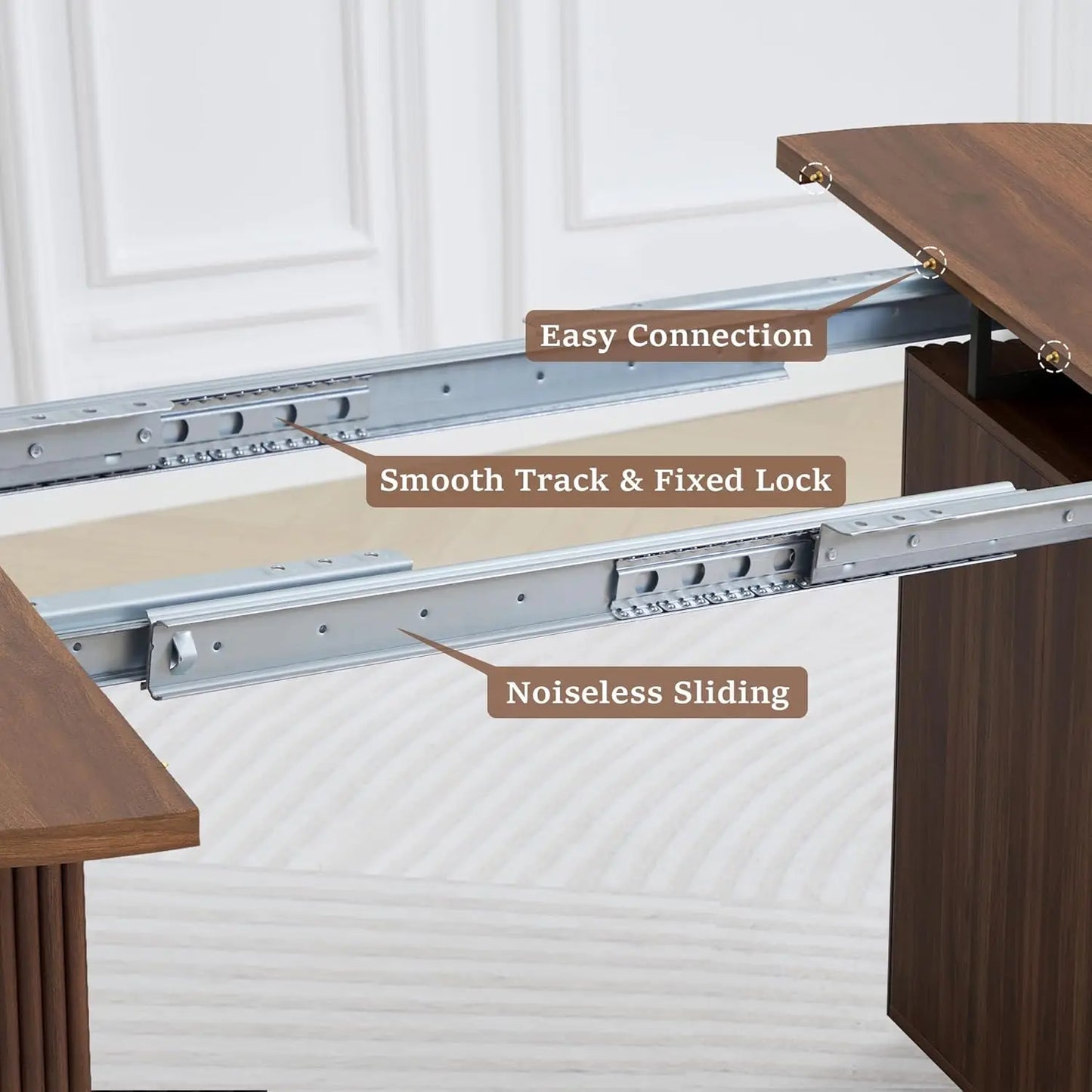 41 in-78 in Extendable Dining Room Table, 4-8, Round Expandable Table, Fluted Base, Modern Farmhouse