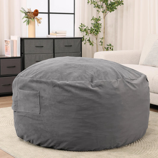 Oversized 3/4FT Bean Bag Chair, Reading Foam Filled Couch,Removable Cover inside Furniture