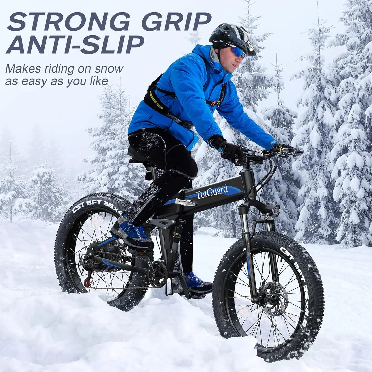 26" x4.0 Fat Tire E-Bike, Folding, Mountain Commuter, Peak 1000W Motor 21.6 MPH, Adults