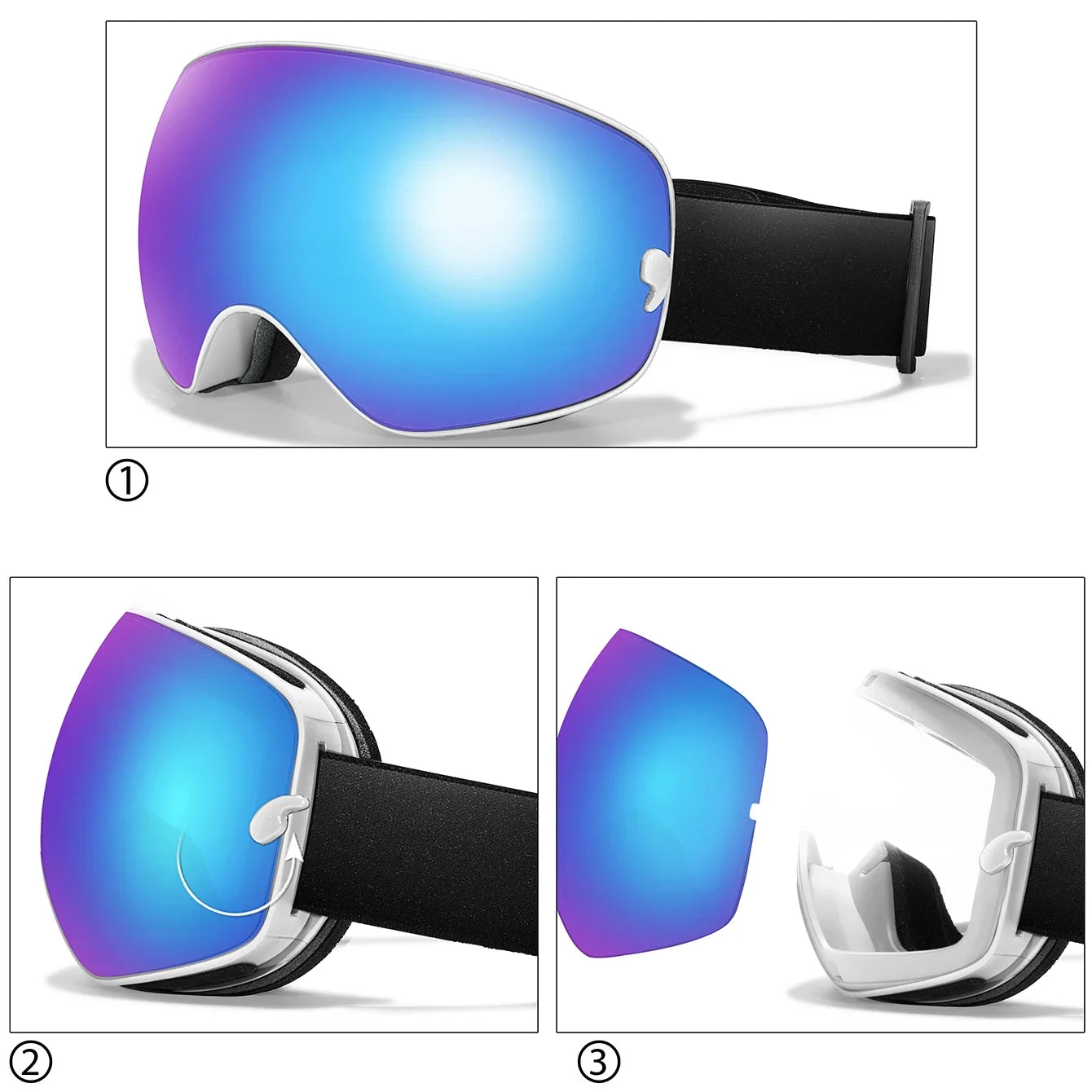 Winter Outdoor SKI Goggles Men/Women Teen, Free Optical Frame/Bag, UV400 Anti-Fog Snowboard Eyewear