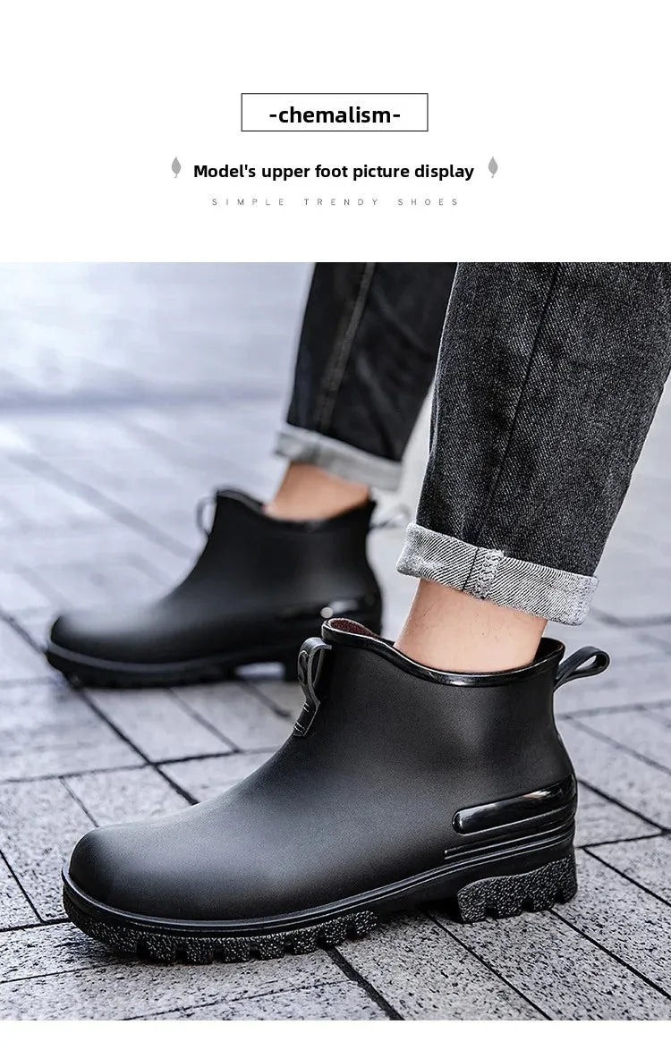 Thickened Style Outdoor Waterproof Non-Slip Portable Rain Boots Short Tube Ladies/MAN Rain Shoes