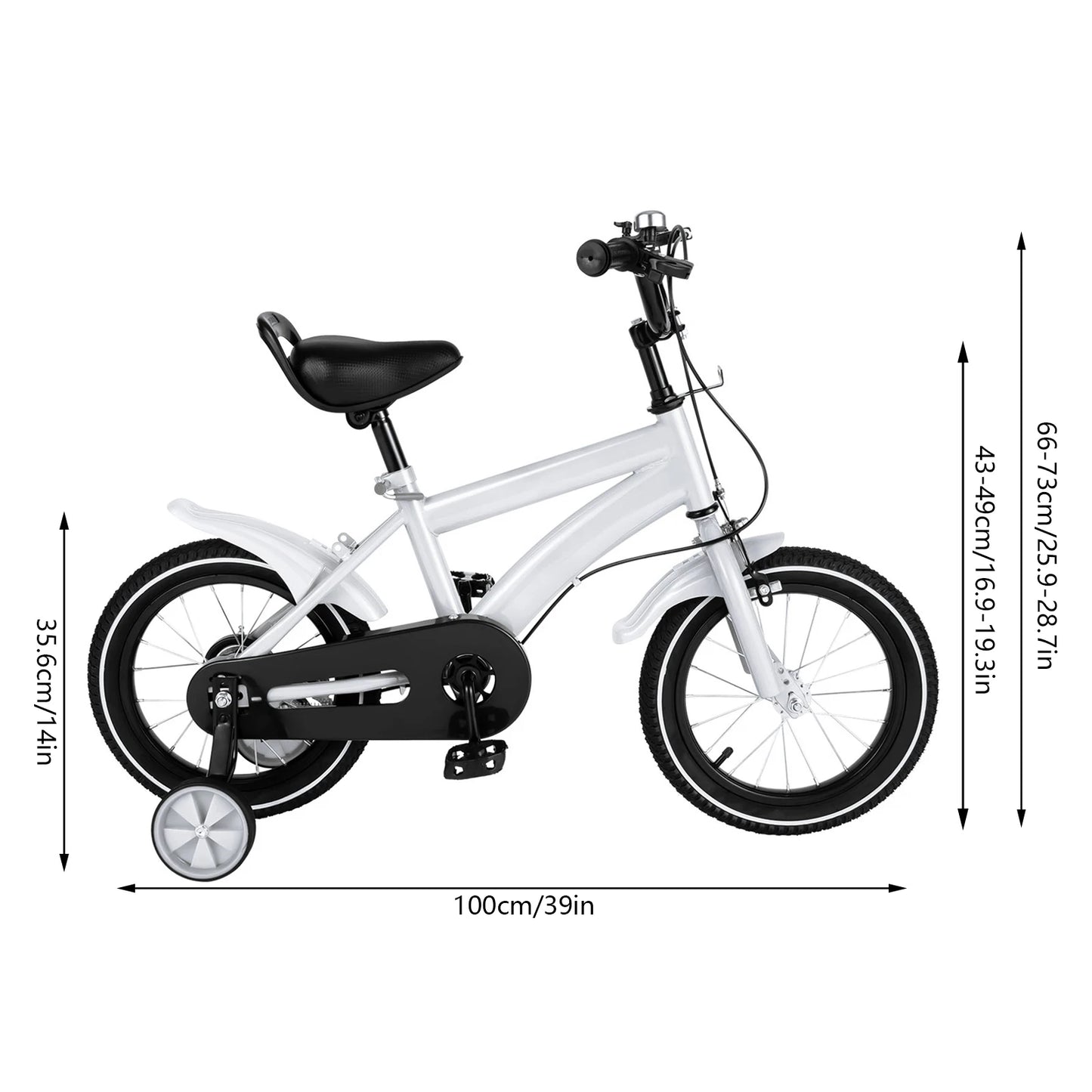 14 Inch Bike Boys Girls Bicycle Student Bike for 2-11 Years Kids Bike White/Red/Blue/yellow