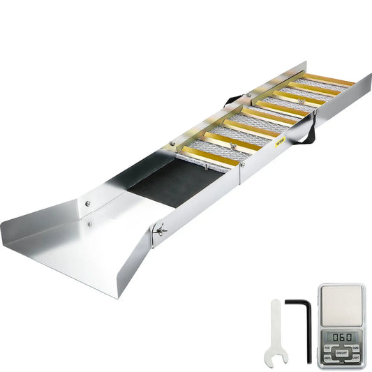 "50" Folding Sluice Box – Aluminum w/ Miner's Moss for Gold Prospecting (Portable & Lightweight)."