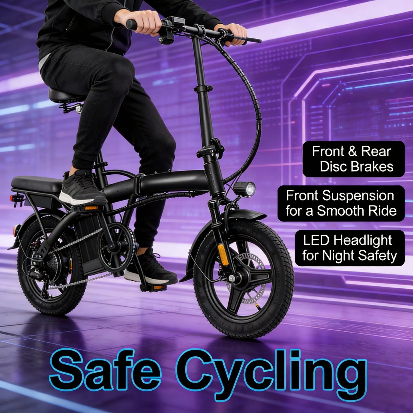 T5 Folding E-Bike with Basket for Grocery Runs 48V 350W 20MPH Free Shipping