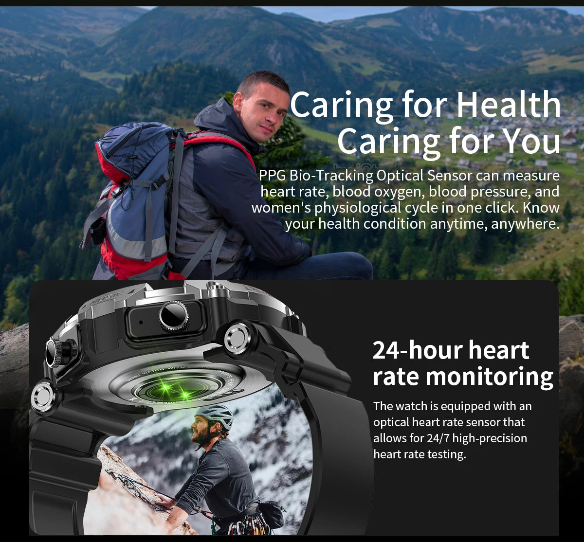 Smart Watch AMOLED Display In-Ear Bluetooth Headset Heart Rate Blood P, Oxygen Sat. Monitoring HD