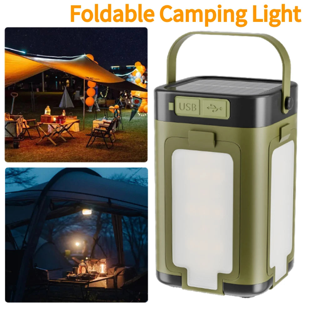 Foldable Camping Light Power Bank Rechargeable Lantern Solar  LED Tent Light for Camp, Hike Fish