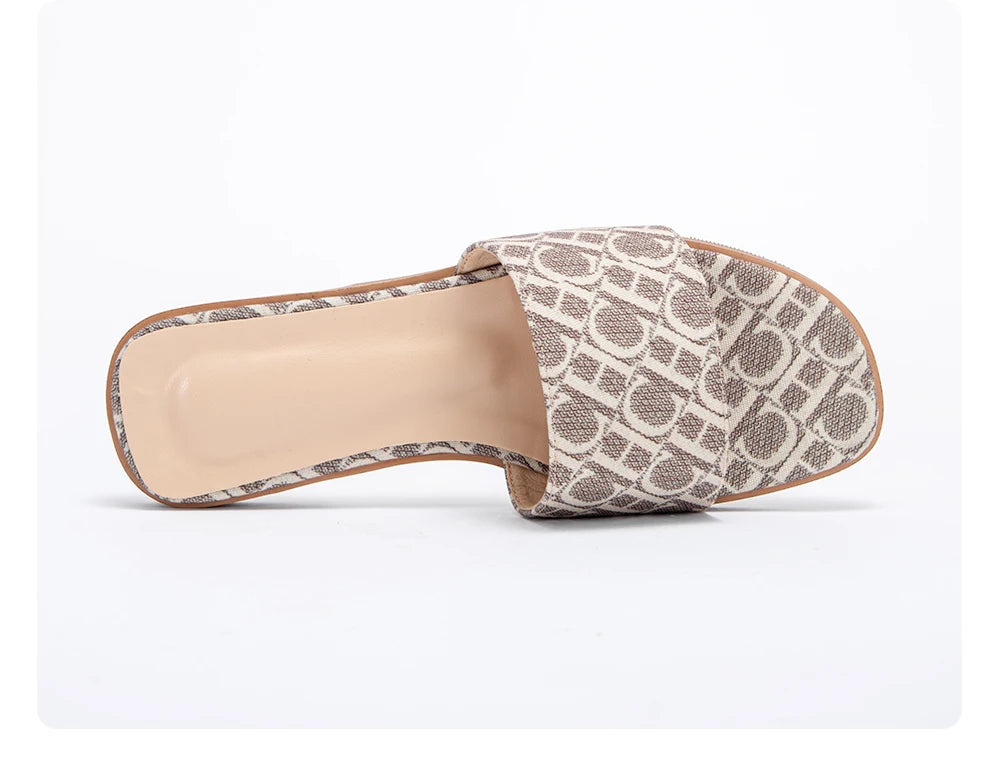 Classic Simple Design Comfortable Anti-slip Sole Printed Slippers Seasonal Fashion Women's Sandals