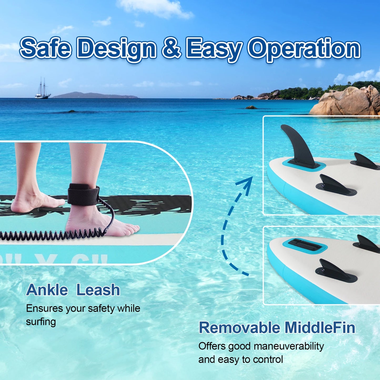 Portable Inflatable Stand Up Paddle Board 10'6"×32"×6", Premium PVC, Full Kit for Adults/Youth