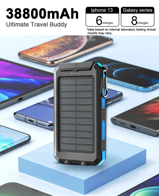Waterproof Outdoor Solar Power Bank 38800mAh Dual USB Solar Mobile Phone Charger Solar Powerbank