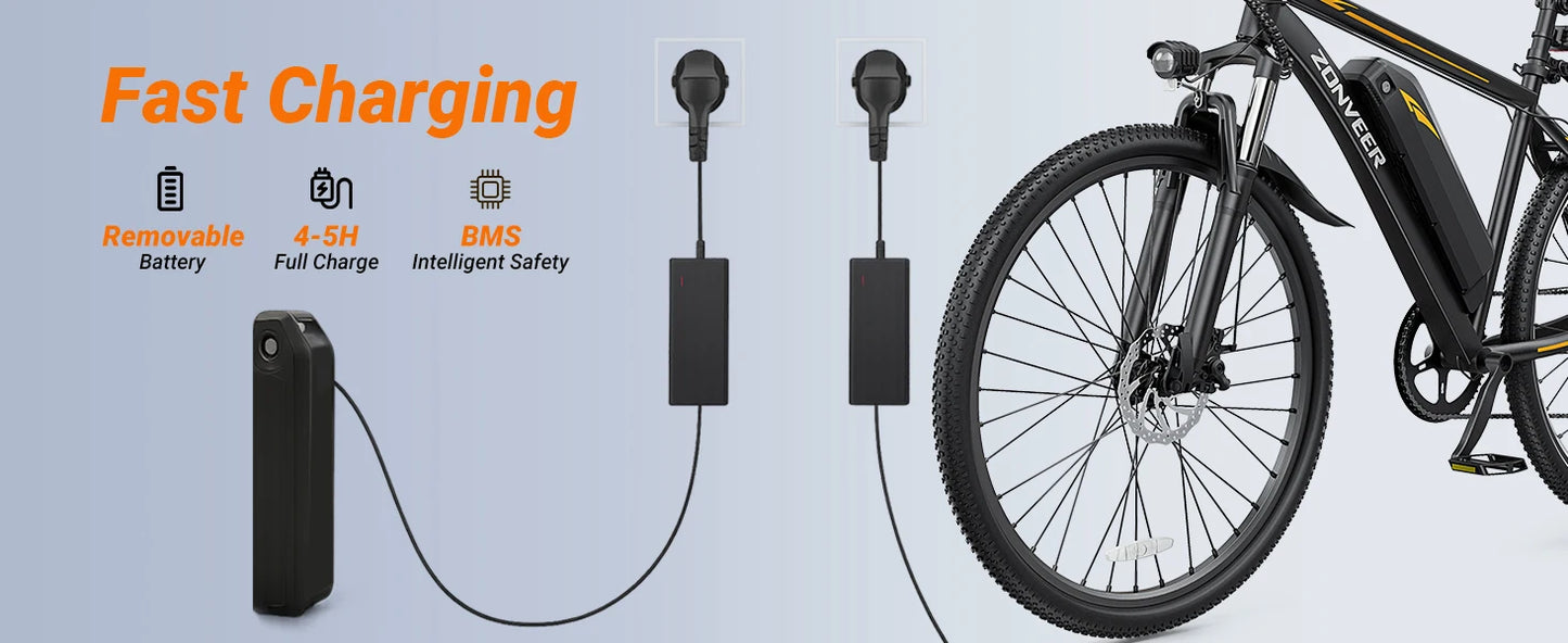 M26 Electric Bicycle Peak 1000W Motor 360WH Lithium Battery  26 Inch city E-bike